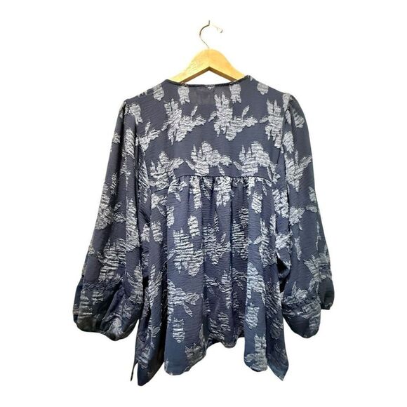 Maurices Blue Floral Peasant Top Size 3X Crochet Career Boho - Picture 2 of 12